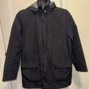 Eddie Bauer Men's M Black Cotton/Nylon Parka Jacket Hooded Lined Winter Coat